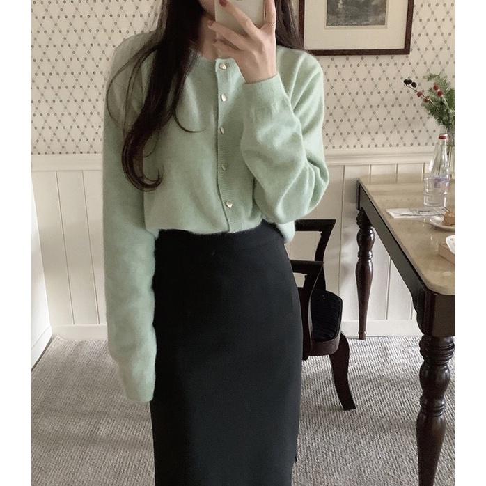 𝐔𝐌𝐄𝐎𝐖 𝐒𝐓𝐔𝐃𝐈𝐎 特別の愛心釦♡短版針織毛衣（4colors）開衫 上衣 外套-細節圖3