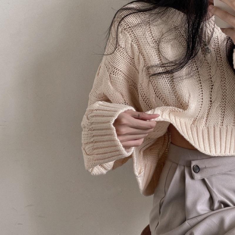 𝐔𝐌𝐄𝐎𝐖 𝐒𝐓𝐔𝐃𝐈𝐎 妳的約定 麻花紋短版針織毛衣（3colors）-細節圖5