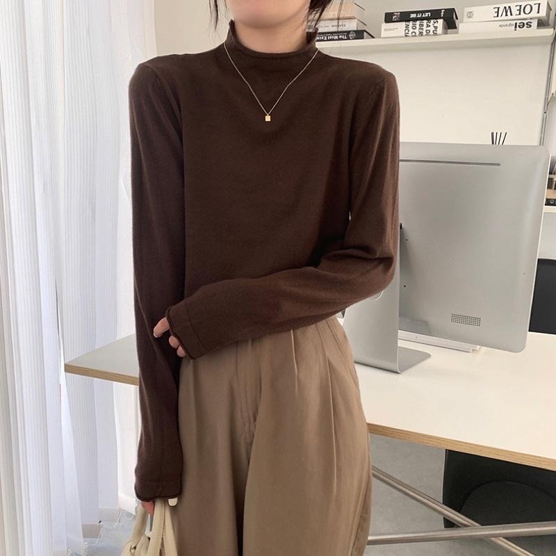 𝐔𝐌𝐄𝐎𝐖 𝐒𝐓𝐔𝐃𝐈𝐎 半高領卷邊內搭打底衣（7colors）長袖上衣-細節圖5