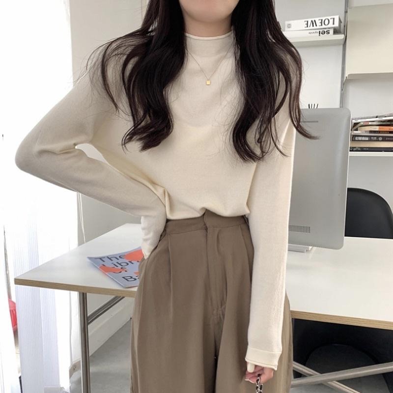 𝐔𝐌𝐄𝐎𝐖 𝐒𝐓𝐔𝐃𝐈𝐎 半高領卷邊內搭打底衣（7colors）長袖上衣-細節圖7