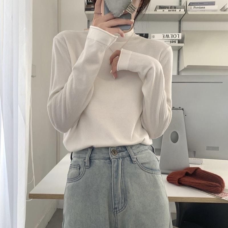 𝐔𝐌𝐄𝐎𝐖 𝐒𝐓𝐔𝐃𝐈𝐎 半高領卷邊內搭打底衣（7colors）長袖上衣-細節圖9