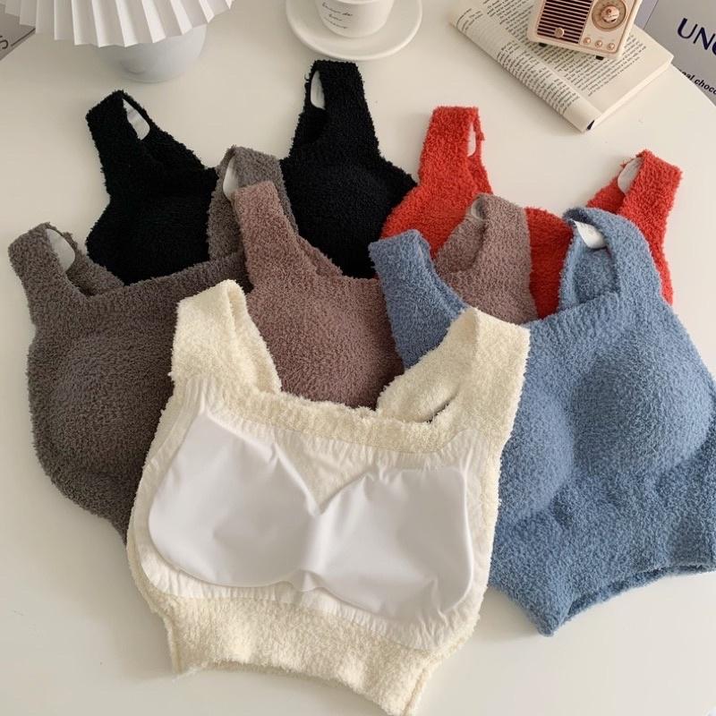 𝐔𝐌𝐄𝐎𝐖 𝐒𝐓𝐔𝐃𝐈𝐎 繽紛獨白 羊羔毛保暖吊帶背心（6colors）Bra Top 帶胸墊 秋冬 內搭-細節圖5