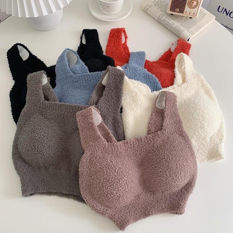 𝐔𝐌𝐄𝐎𝐖 𝐒𝐓𝐔𝐃𝐈𝐎 繽紛獨白 羊羔毛保暖吊帶背心（6colors）Bra Top 帶胸墊 秋冬 內搭-細節圖7