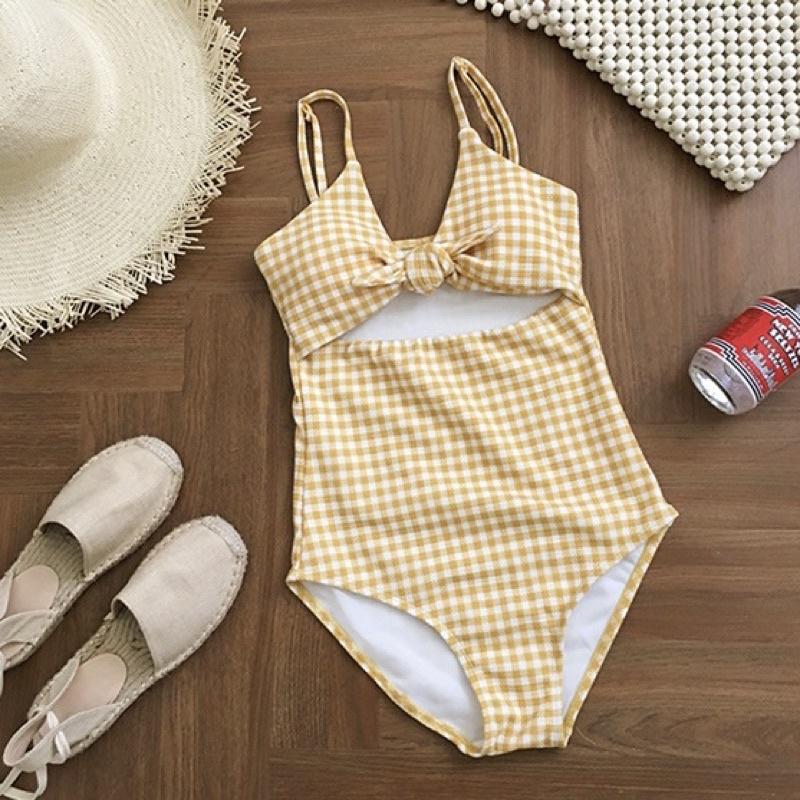 𝐔𝐌𝐄𝐎𝐖 𝐒𝐓𝐔𝐃𝐈𝐎 戀愛寫真 綁帶格子連體泳衣-細節圖4