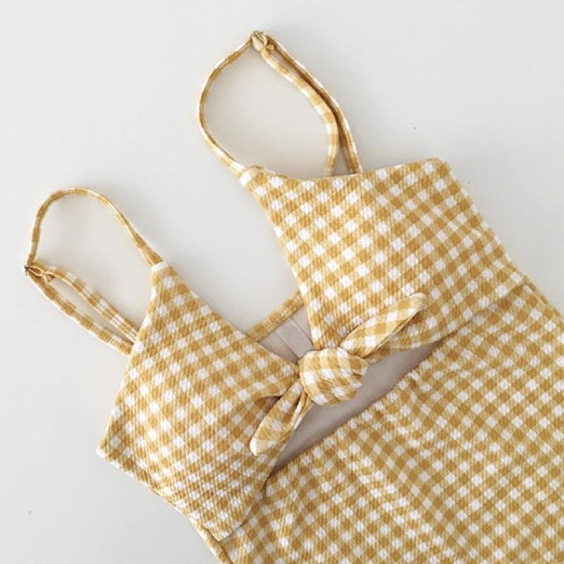 𝐔𝐌𝐄𝐎𝐖 𝐒𝐓𝐔𝐃𝐈𝐎 戀愛寫真 綁帶格子連體泳衣-細節圖5