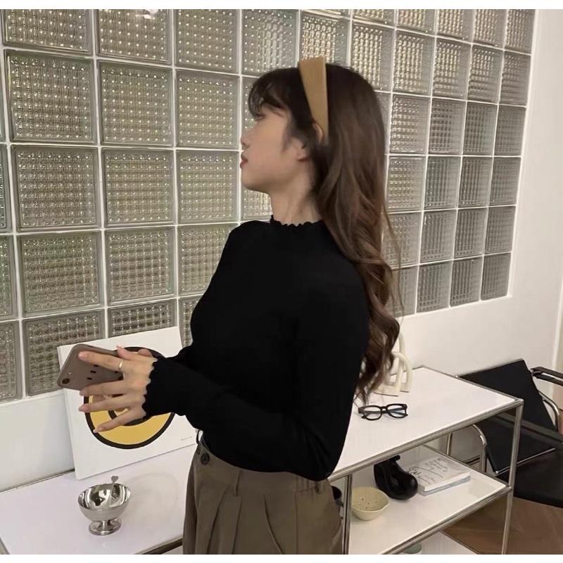 𝐔𝐌𝐄𝐎𝐖 𝐒𝐓𝐔𝐃𝐈𝐎 半高領木耳邊內搭打底衣（4colors）長袖上衣-細節圖2