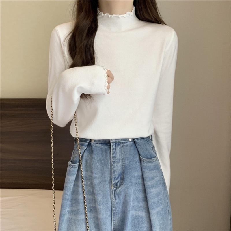 𝐔𝐌𝐄𝐎𝐖 𝐒𝐓𝐔𝐃𝐈𝐎 半高領木耳邊內搭打底衣（4colors）長袖上衣-細節圖3