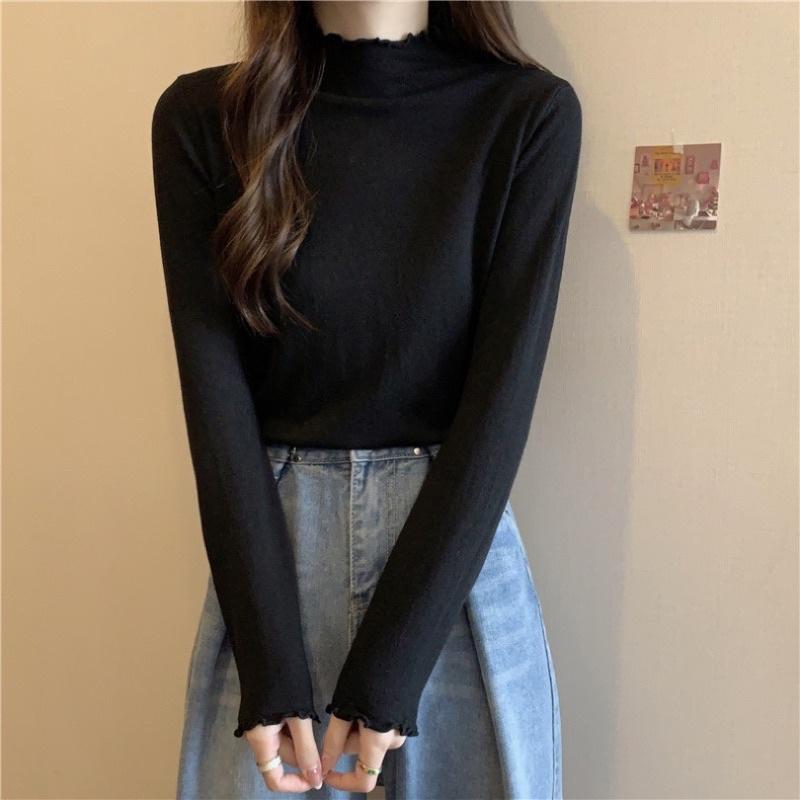 𝐔𝐌𝐄𝐎𝐖 𝐒𝐓𝐔𝐃𝐈𝐎 半高領木耳邊內搭打底衣（4colors）長袖上衣-細節圖7