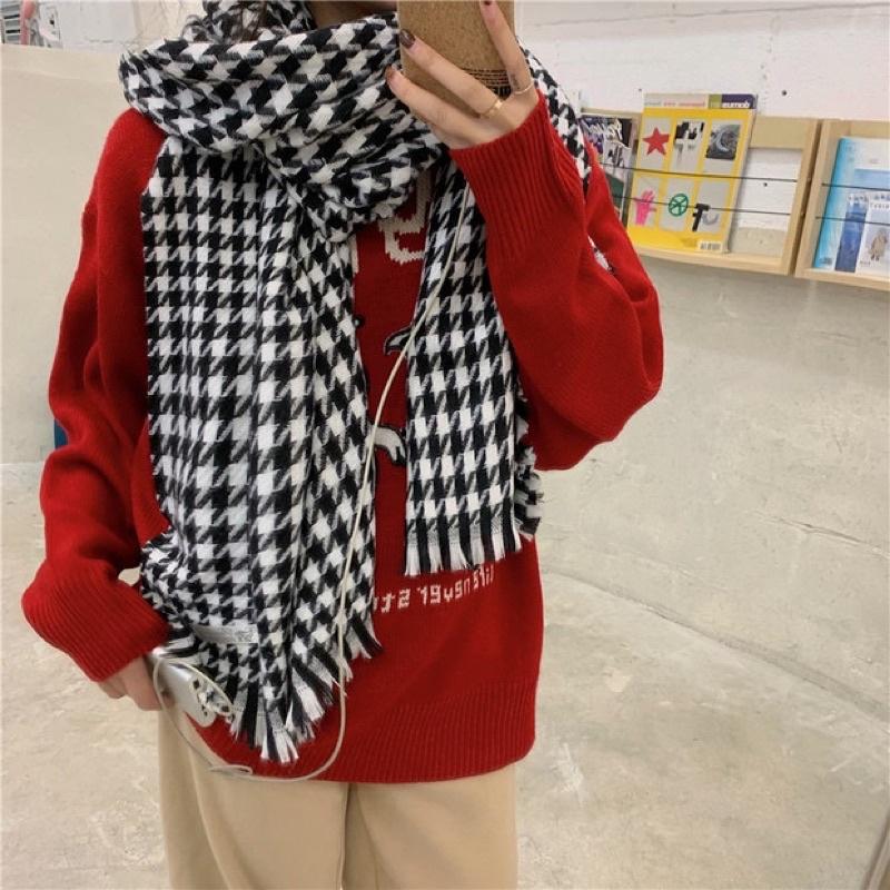 𝐔𝐌𝐄𝐎𝐖 𝐒𝐓𝐔𝐃𝐈𝐎 超柔軟不刺膚～千鳥格紋圍巾（黑/淺灰藍/淺卡其）披肩-細節圖6