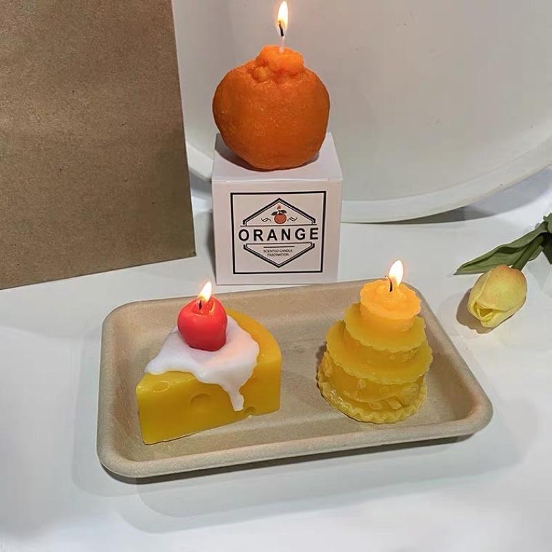 𝐔𝐌𝐄𝐎𝐖 𝐒𝐓𝐔𝐃𝐈𝐎 仿真食物「橘子🍊奶酪🧀️起司🧀️檸檬🍋榴槤」水果香薰蠟燭🕯️生日蠟燭 擺飾 大豆蠟-細節圖2