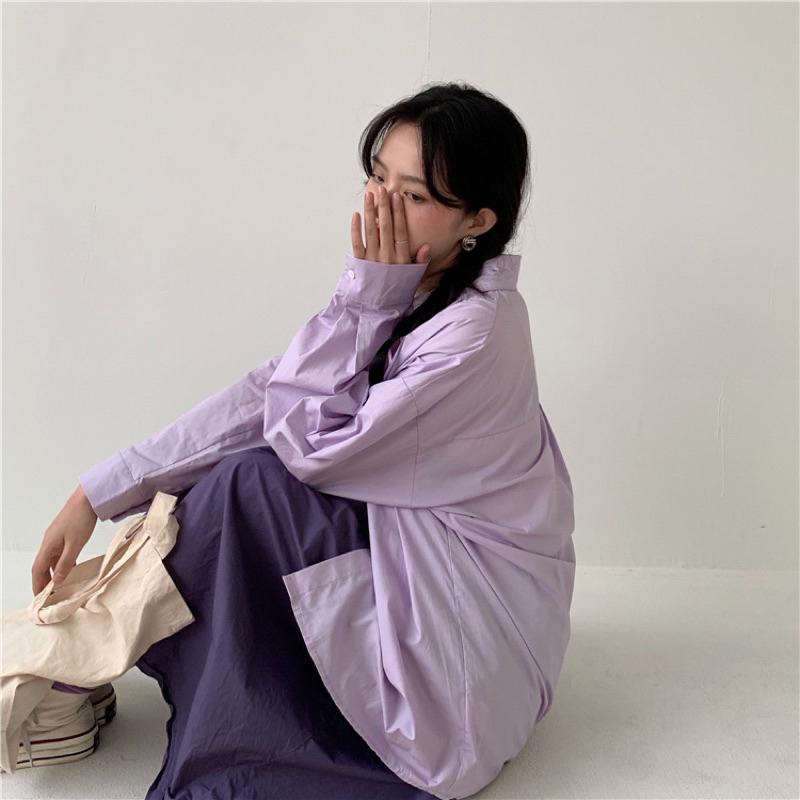 𝐔𝐌𝐄𝐎𝐖 𝐒𝐓𝐔𝐃𝐈𝐎 粉紫特調 oversize長袖襯衫（2colors）多巴胺穿搭-細節圖5