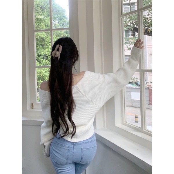 𝐔𝐌𝐄𝐎𝐖 𝐒𝐓𝐔𝐃𝐈𝐎 為妳而來 交叉針織毛衣 一字領-細節圖3