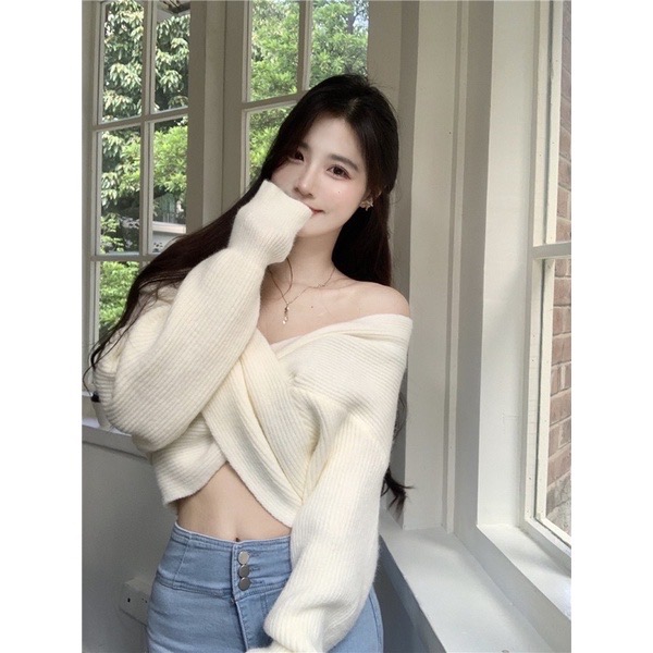 𝐔𝐌𝐄𝐎𝐖 𝐒𝐓𝐔𝐃𝐈𝐎 為妳而來 交叉針織毛衣 一字領-細節圖4