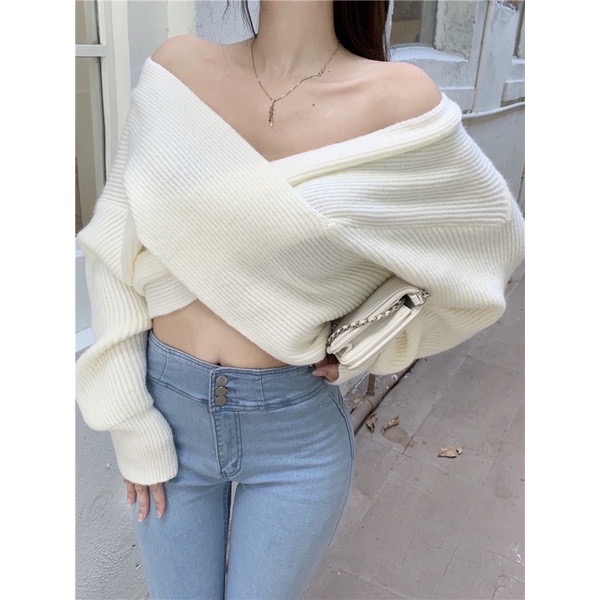 𝐔𝐌𝐄𝐎𝐖 𝐒𝐓𝐔𝐃𝐈𝐎 為妳而來 交叉針織毛衣 一字領-細節圖5