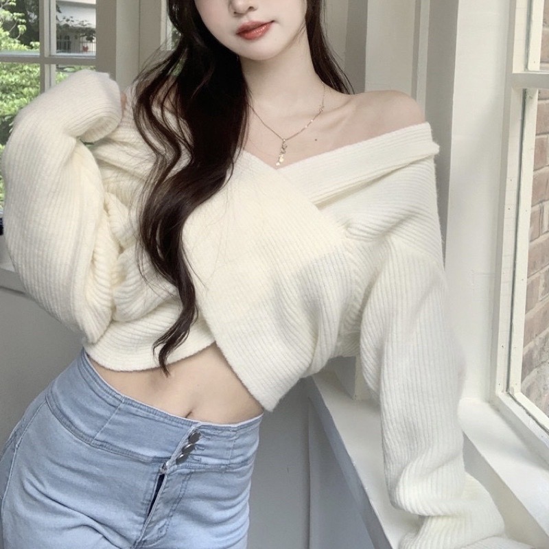 𝐔𝐌𝐄𝐎𝐖 𝐒𝐓𝐔𝐃𝐈𝐎 為妳而來 交叉針織毛衣 一字領-細節圖8