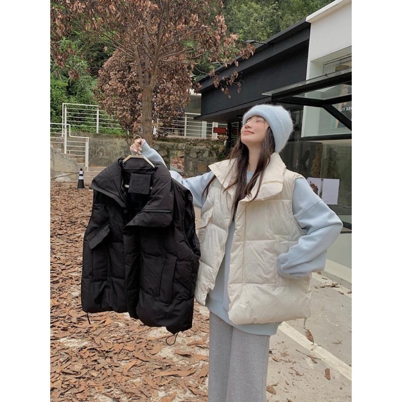 ［大尺碼到4XL］𝐔𝐌𝐄𝐎𝐖 𝐒𝐓𝐔𝐃𝐈𝐎 秋日奏曲 翻領麵包羽絨背心（2colors）鋪棉外套-細節圖2