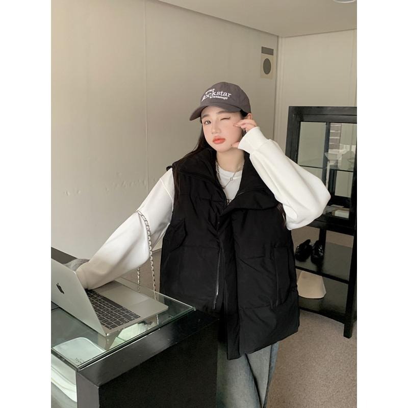 ［大尺碼到4XL］𝐔𝐌𝐄𝐎𝐖 𝐒𝐓𝐔𝐃𝐈𝐎 秋日奏曲 翻領麵包羽絨背心（2colors）鋪棉外套-細節圖4