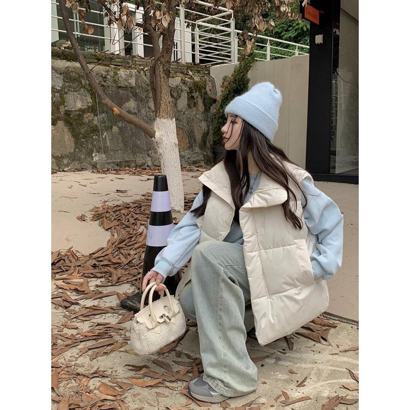 ［大尺碼到4XL］𝐔𝐌𝐄𝐎𝐖 𝐒𝐓𝐔𝐃𝐈𝐎 秋日奏曲 翻領麵包羽絨背心（2colors）鋪棉外套-細節圖7