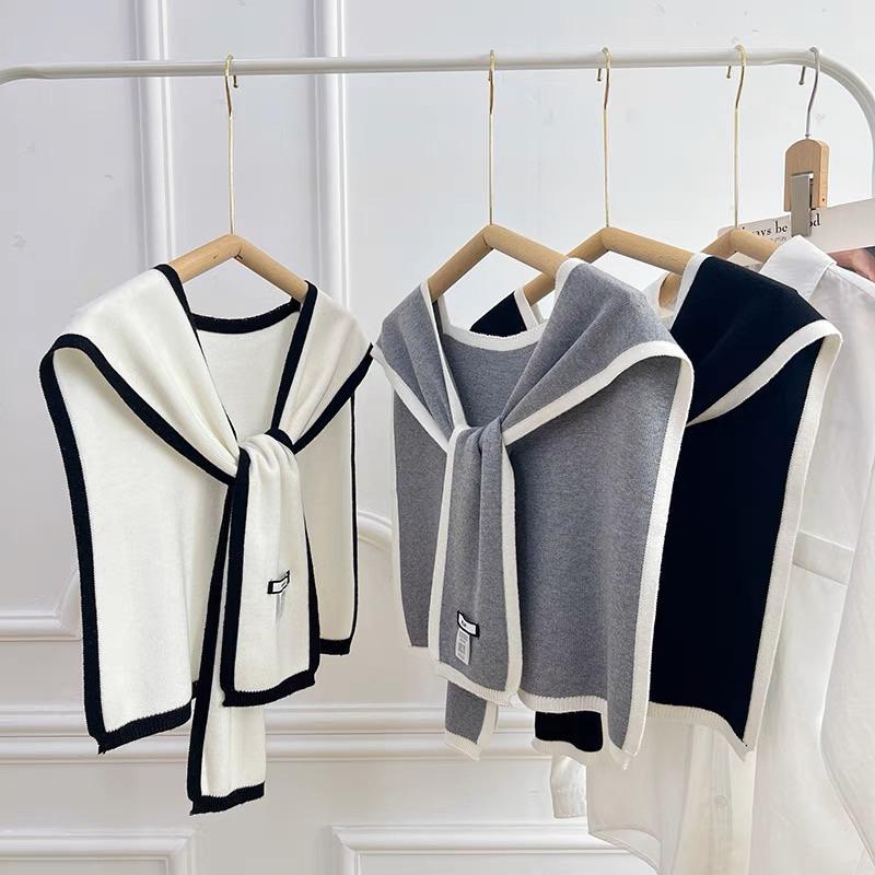 𝐔𝐌𝐄𝐎𝐖 𝐒𝐓𝐔𝐃𝐈𝐎 穿搭神器✨小香風撞色針織披肩（4colors）-細節圖2