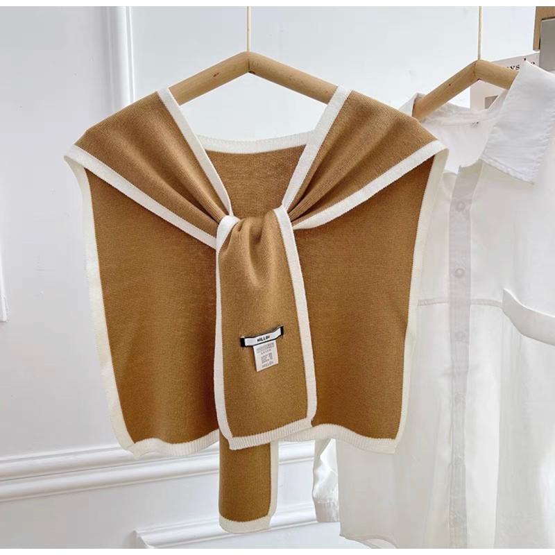 𝐔𝐌𝐄𝐎𝐖 𝐒𝐓𝐔𝐃𝐈𝐎 穿搭神器✨小香風撞色針織披肩（4colors）-細節圖3