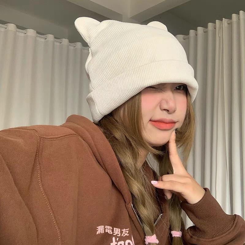 11月新品⛄️𝐔𝐌𝐄𝐎𝐖 𝐒𝐓𝐔𝐃𝐈𝐎 軟萌可愛小貓耳針織毛帽（2colors）-細節圖2