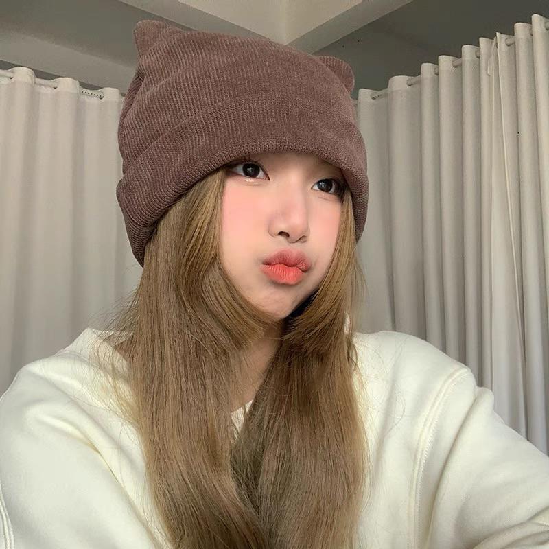 11月新品⛄️𝐔𝐌𝐄𝐎𝐖 𝐒𝐓𝐔𝐃𝐈𝐎 軟萌可愛小貓耳針織毛帽（2colors）-細節圖3