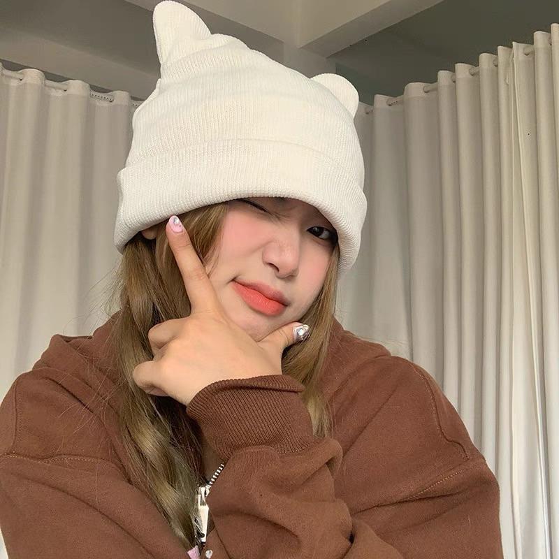 11月新品⛄️𝐔𝐌𝐄𝐎𝐖 𝐒𝐓𝐔𝐃𝐈𝐎 軟萌可愛小貓耳針織毛帽（2colors）-細節圖4