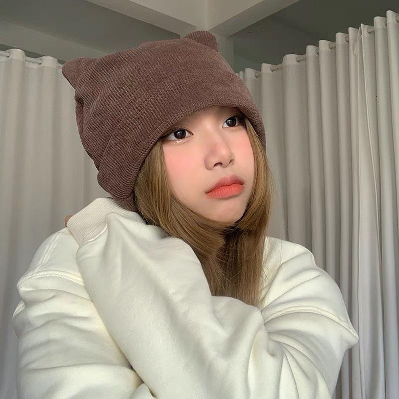 11月新品⛄️𝐔𝐌𝐄𝐎𝐖 𝐒𝐓𝐔𝐃𝐈𝐎 軟萌可愛小貓耳針織毛帽（2colors）-細節圖9