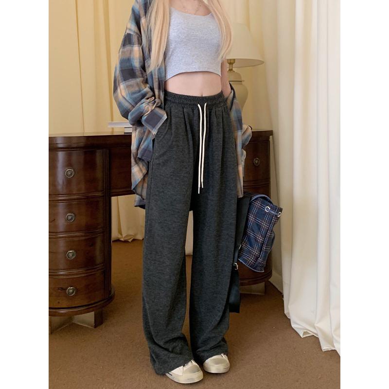 ［大尺碼到4XL］𝐔𝐌𝐄𝐎𝐖 𝐒𝐓𝐔𝐃𝐈𝐎 軟糯舒適の垂感糯米褲（4colors）闊腿褲 棉褲 運動褲 直筒長褲-細節圖3