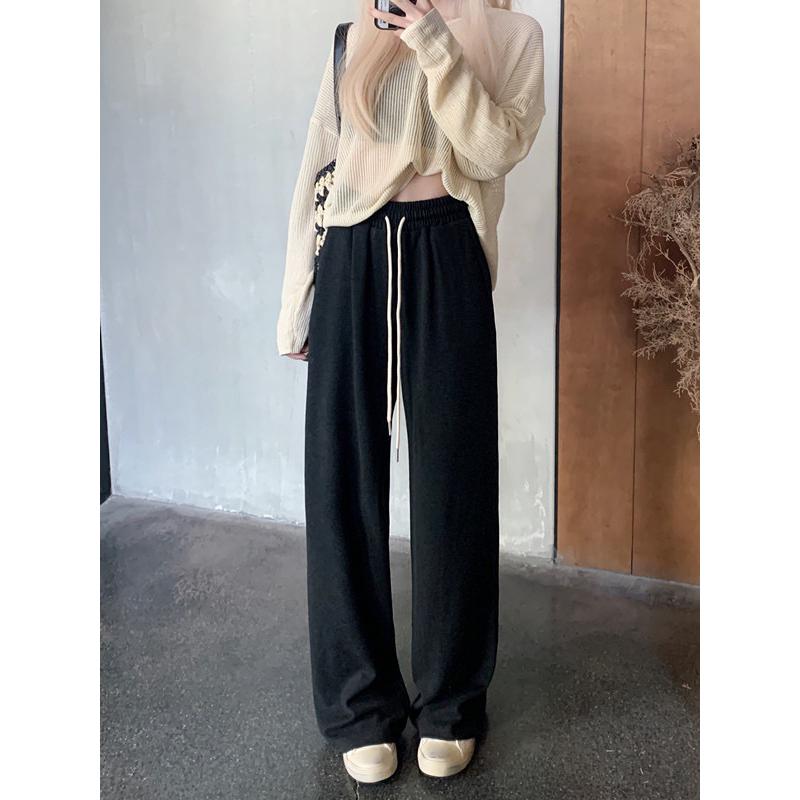 ［大尺碼到4XL］𝐔𝐌𝐄𝐎𝐖 𝐒𝐓𝐔𝐃𝐈𝐎 軟糯舒適の垂感糯米褲（4colors）闊腿褲 棉褲 運動褲 直筒長褲-細節圖4