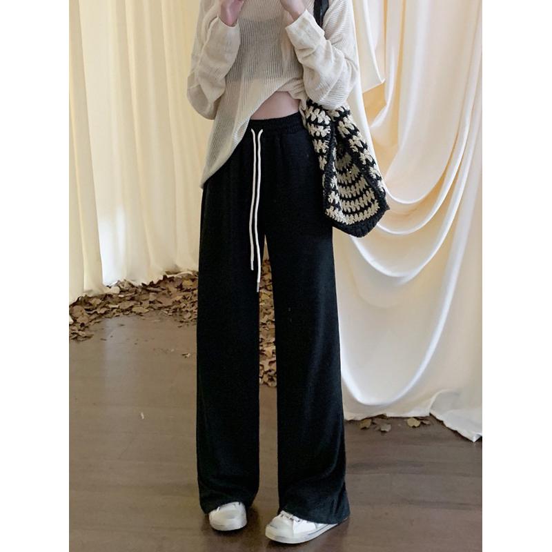 ［大尺碼到4XL］𝐔𝐌𝐄𝐎𝐖 𝐒𝐓𝐔𝐃𝐈𝐎 軟糯舒適の垂感糯米褲（4colors）闊腿褲 棉褲 運動褲 直筒長褲-細節圖7