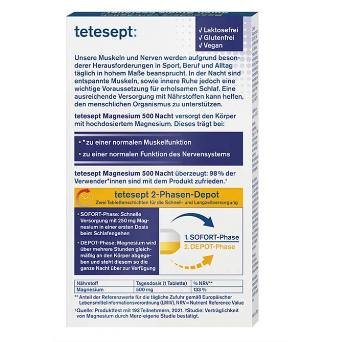 🔆現貨・正貨🔆德國 🇩🇪 tetesept  高劑量二階段式夜間鎂錠(500mg 30粒)-細節圖2