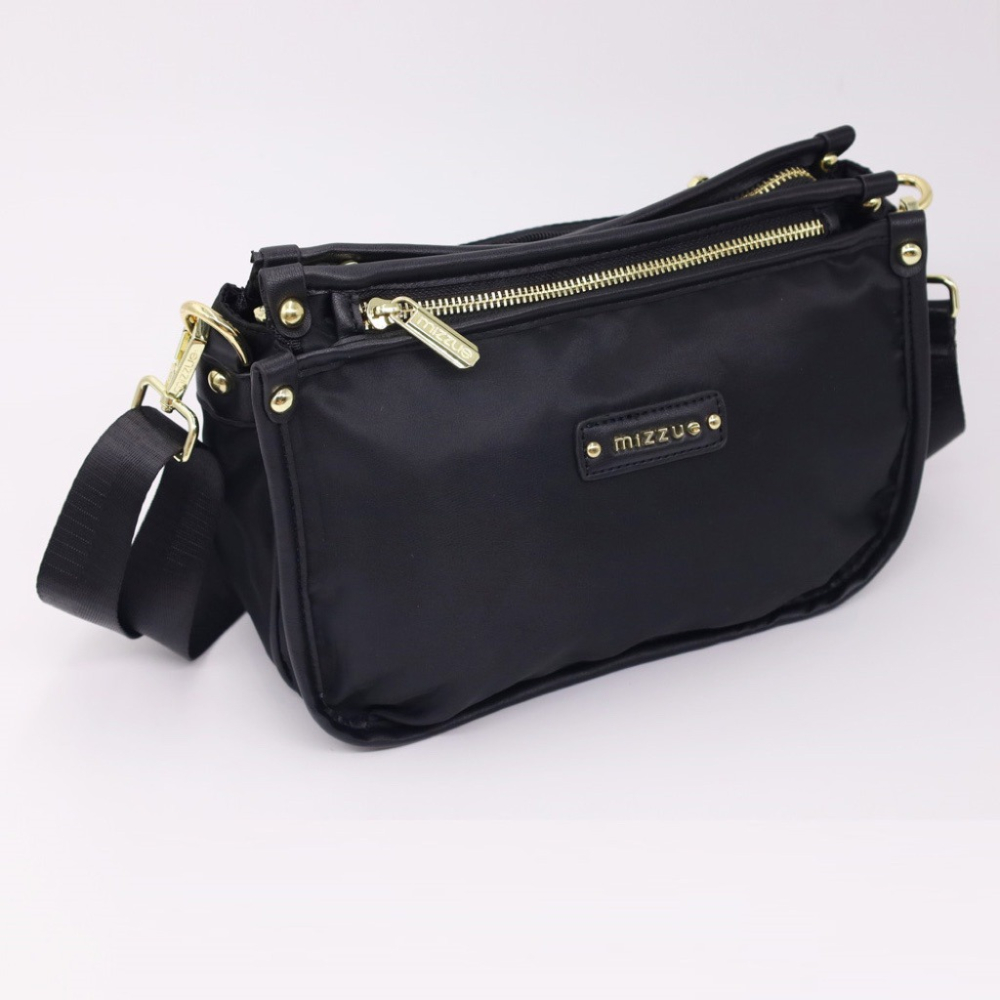 mizzue品牌 輕巧斜背包 厚磅尼龍 側背包 防水女包 肩背包 韓版 黑色 RS002-細節圖2