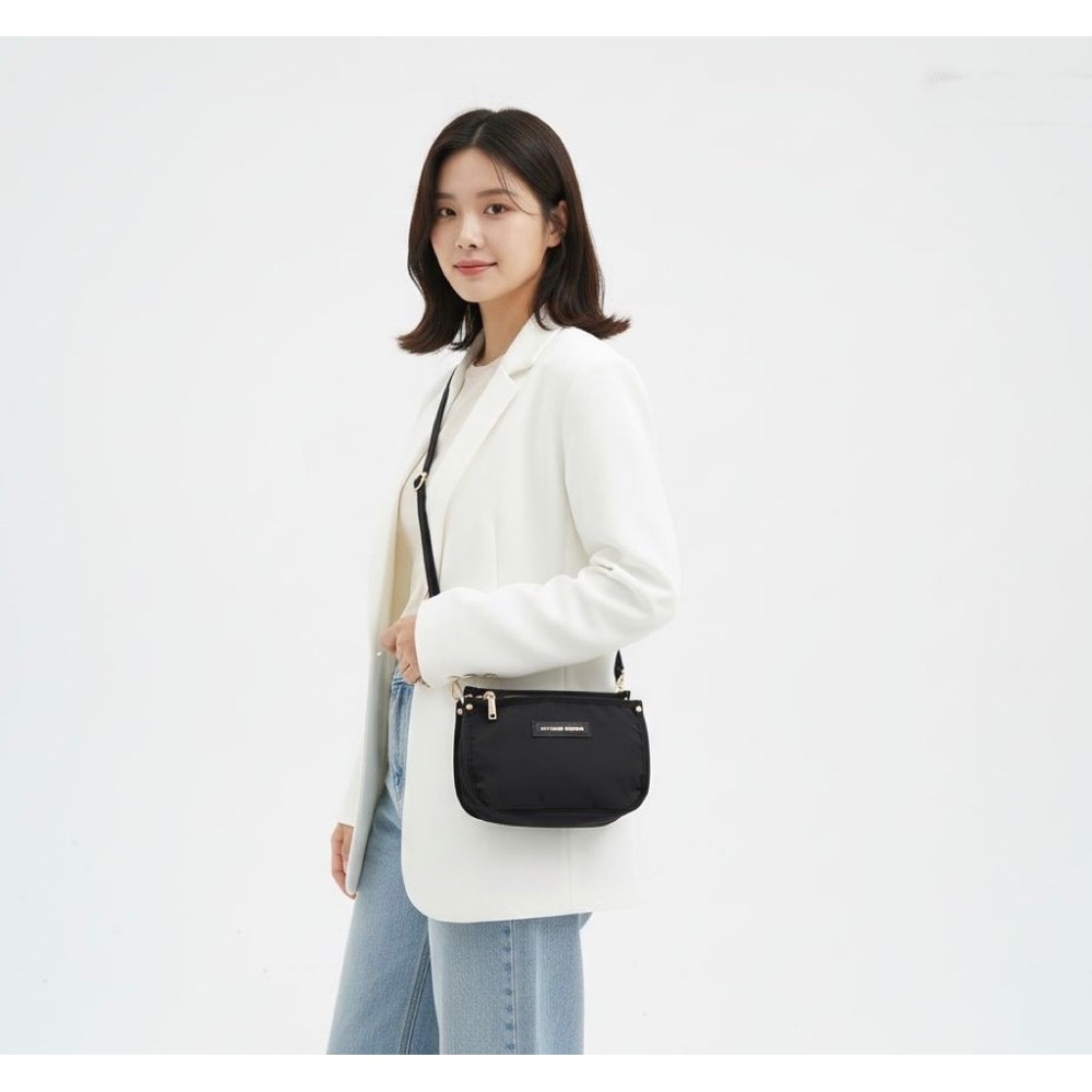 mizzue品牌 輕巧斜背包 厚磅尼龍 側背包 防水女包 肩背包 韓版 黑色 RS002-規格圖6