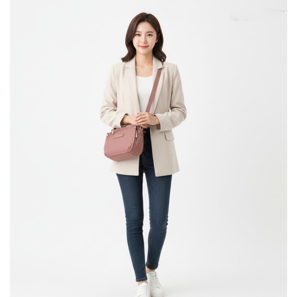 mizzue品牌 輕巧斜背包 厚磅尼龍 側背包 防水女包 肩背包 韓版 黑色 RS002-規格圖6