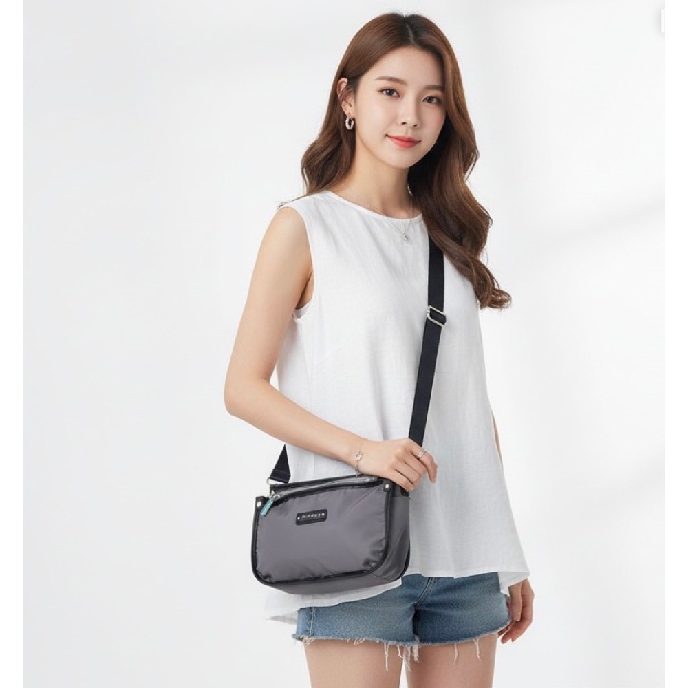 mizzue品牌 輕巧斜背包 厚磅尼龍 側背包 防水女包 肩背包 韓版 黑色 RS002-規格圖6