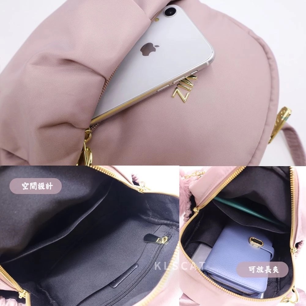 MIZZUE防潑水尼龍 附毛球雲朵小後背包 肩背包 小後背包 雙肩後背包 XW3136-細節圖6