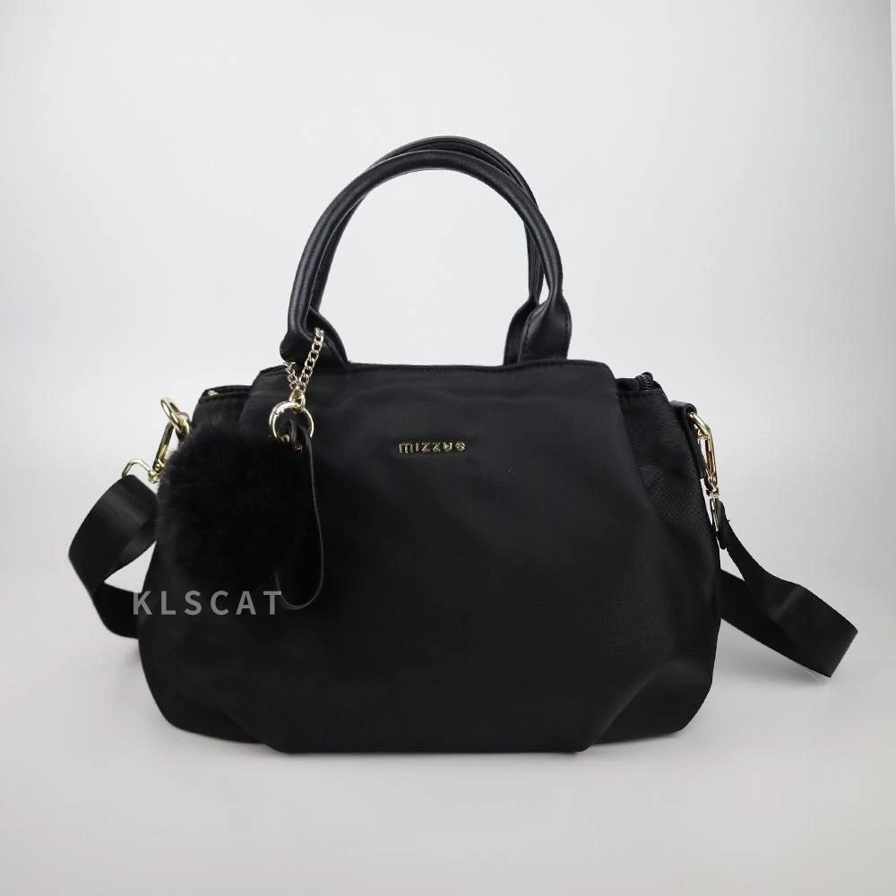 MIZZUE厚磅尼龍防撥水附毛球三層元寶包托特包肩背包 手提包 側背包斜背包托特包多層包 XW082-規格圖7