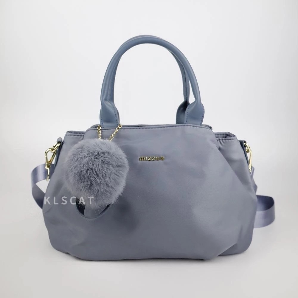 MIZZUE厚磅尼龍防撥水附毛球三層元寶包托特包肩背包 手提包 側背包斜背包托特包多層包 XW082-規格圖7