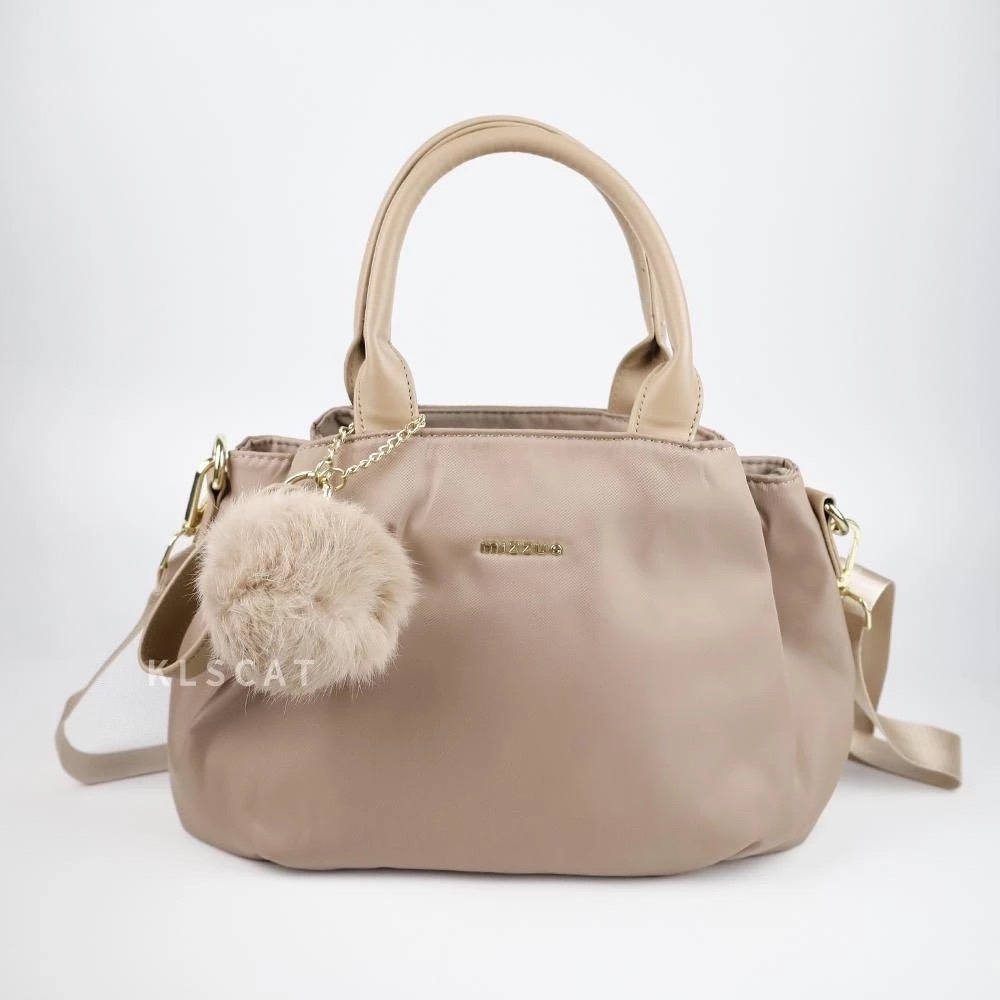 MIZZUE厚磅尼龍防撥水附毛球三層元寶包托特包肩背包 手提包 側背包斜背包托特包多層包 XW082-規格圖7