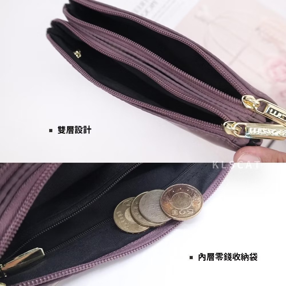 MIZZUE 三層厚磅防水尼龍多功能小包 手拿包 多層包 護照包 長夾包 斜背包 PL824 KLSCAT-細節圖5