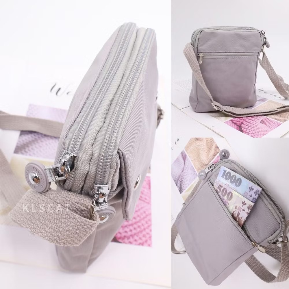 MIZZUE防潑水尼龍直立斜背包 散步包 輕巧 多格層 側背包 運動包 肩背包 小包 PL888 KLSCAT-細節圖2