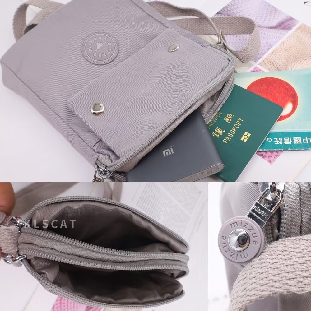 MIZZUE防潑水尼龍直立斜背包 散步包 輕巧 多格層 側背包 運動包 肩背包 小包 PL888 KLSCAT-細節圖4