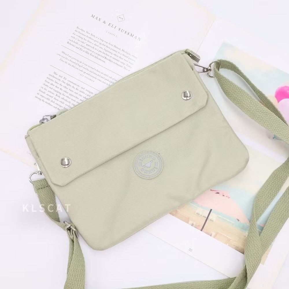 MIZZUE韓版防潑水尼龍三層橫式拉鏈手提斜背包輕巧小包手提包側背包肩背包手機包化妝包 PL889 KLSCAT-細節圖4