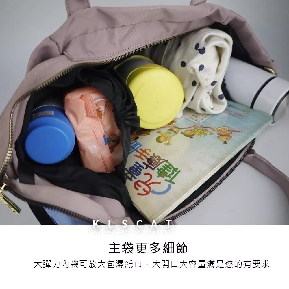 MIZZUE 防潑水尼龍二用包 大容量泡芙包 側背包 托特包 PH8008-細節圖7