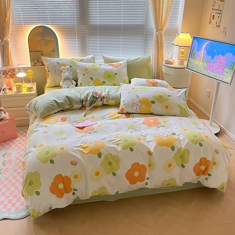 吾二家居 純棉 花桔兔  單人 可愛 床包組 雙人床包 加大雙人  ins風 ikea風  台灣出貨-細節圖2