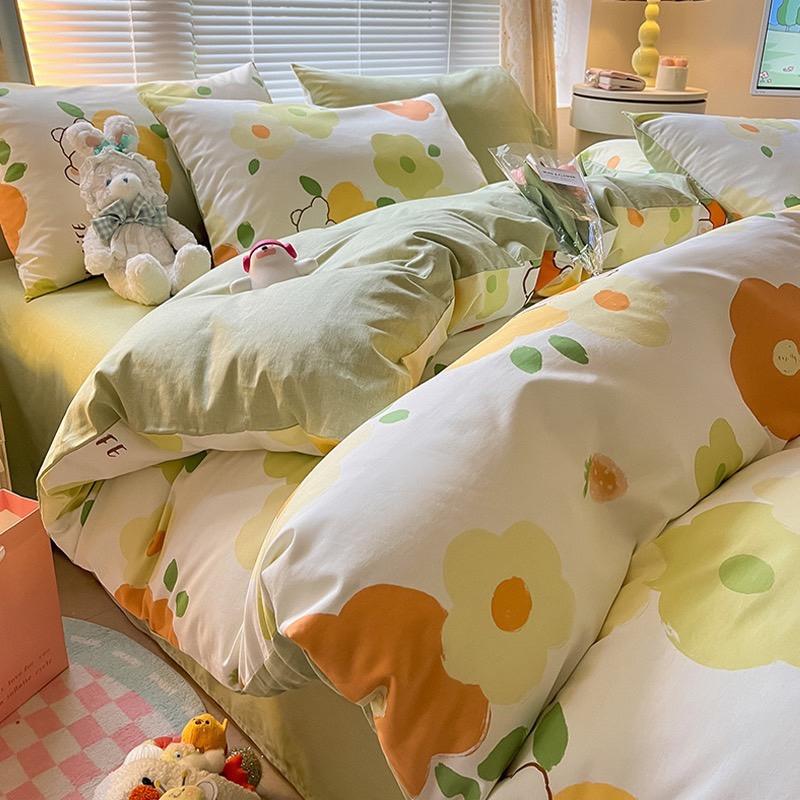 吾二家居 純棉 花桔兔  單人 可愛 床包組 雙人床包 加大雙人  ins風 ikea風  台灣出貨-細節圖4