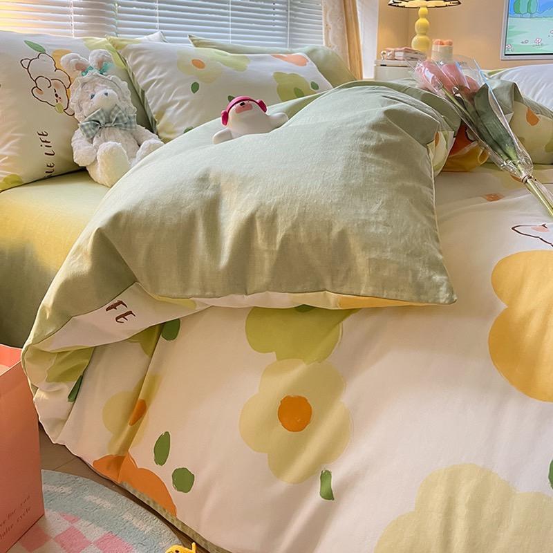 吾二家居 純棉 花桔兔  單人 可愛 床包組 雙人床包 加大雙人  ins風 ikea風  台灣出貨-細節圖5