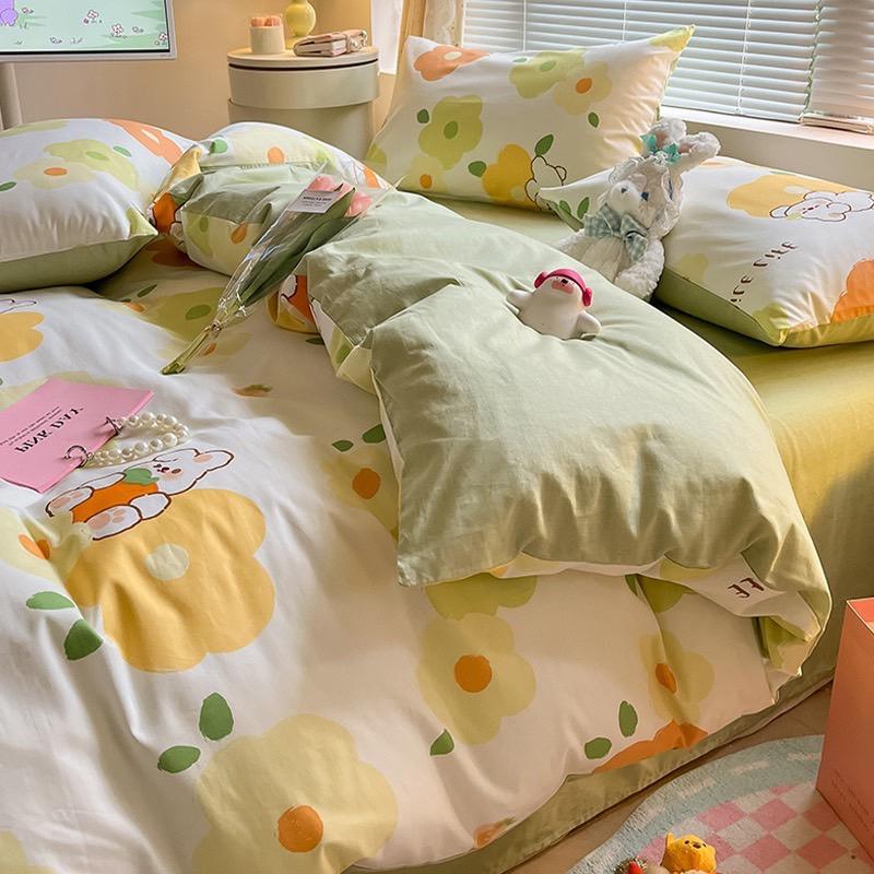 吾二家居 純棉 花桔兔  單人 可愛 床包組 雙人床包 加大雙人  ins風 ikea風  台灣出貨-細節圖6