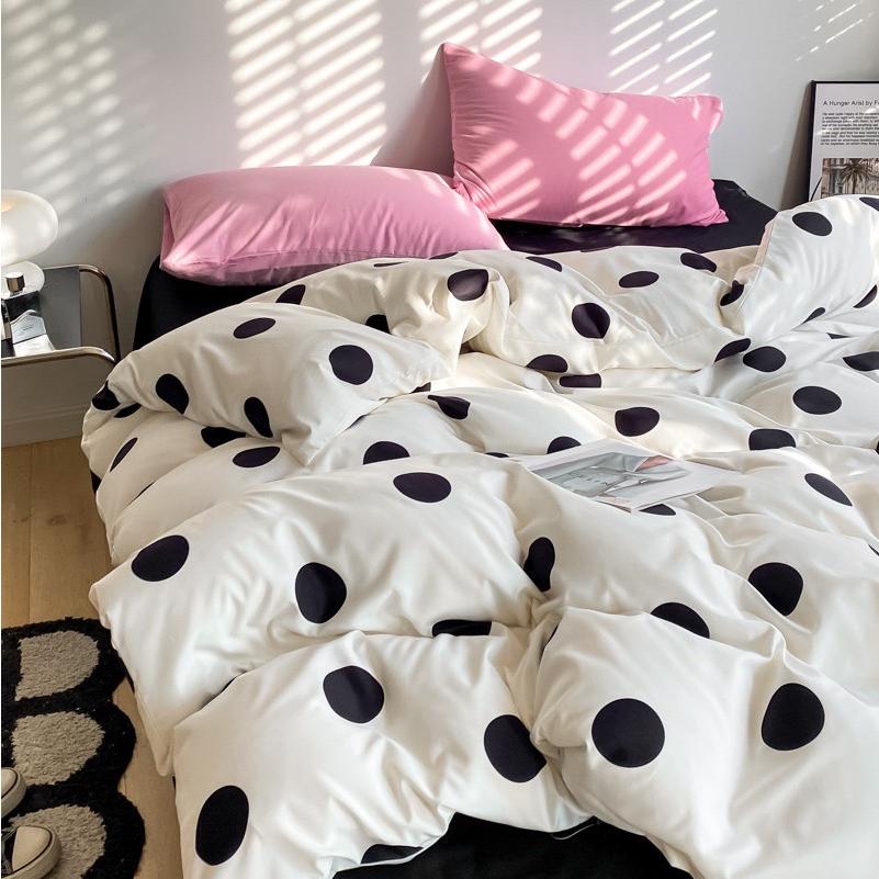 吾二家居 聚酯纖維 波點  單人 可愛 床包組 雙人床包 加大雙人  ins風 ikea風  台灣出貨-細節圖2